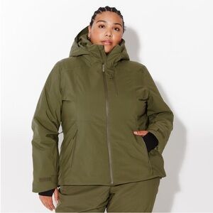 Women's Olive Hooded Ski Jacket